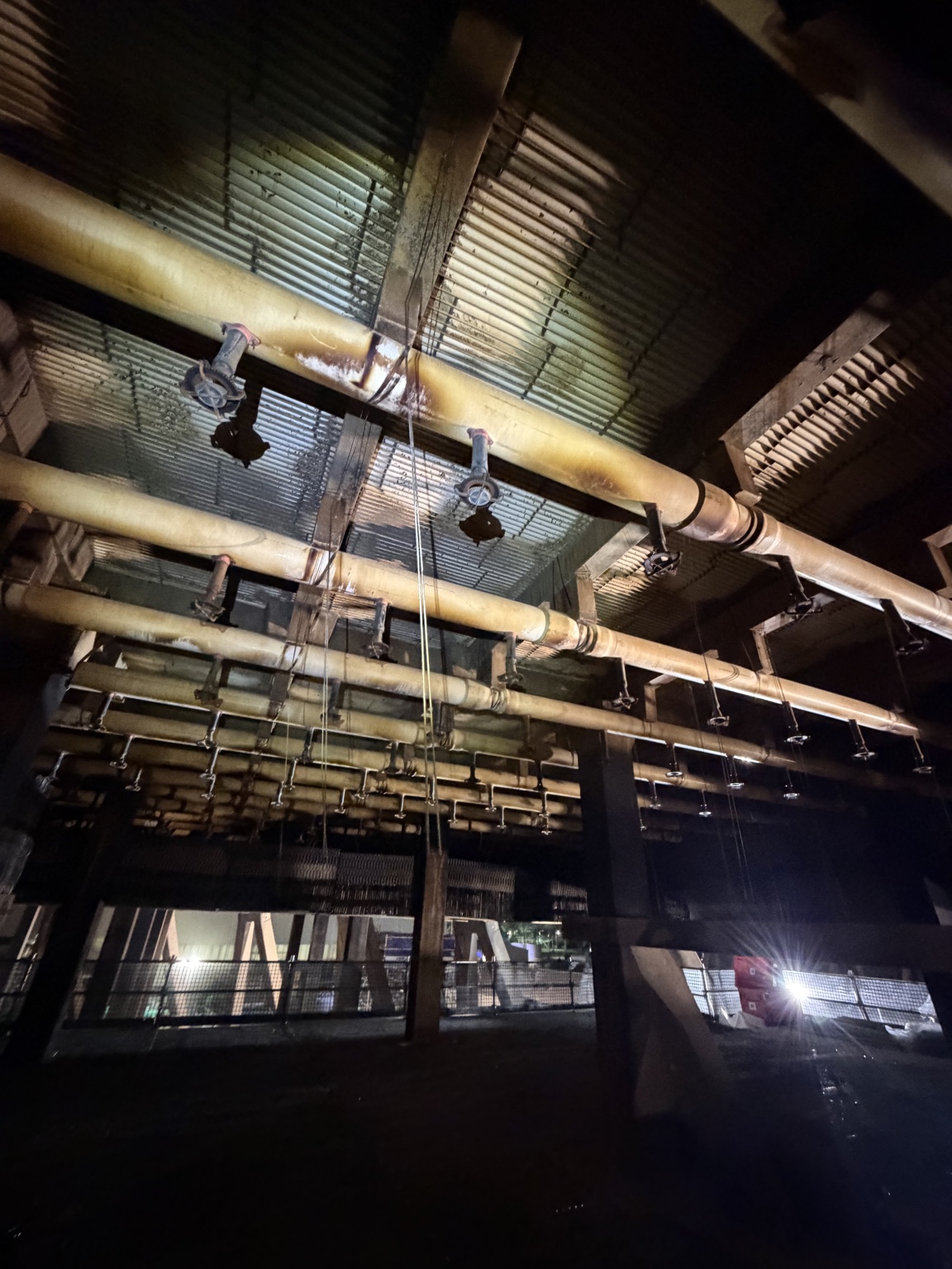 Pipework inside the Mount Piper cooling tower